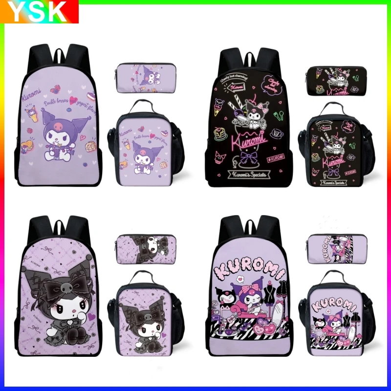 3PC-Set Sanrio Kuromi Backpack Sanrio Batoh ceruzka Student School School and Middle Mochila batohy pre deti