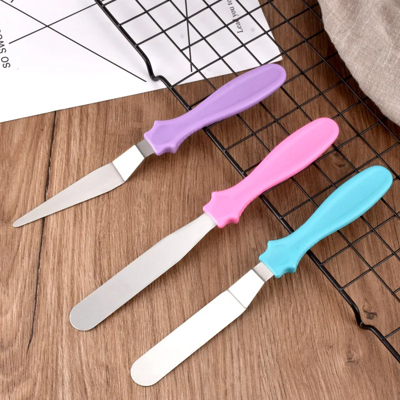 3pc Small Cranked Chanked Spatla z nehrdzavejúcej ocele s maslom na krém Fondant Tools