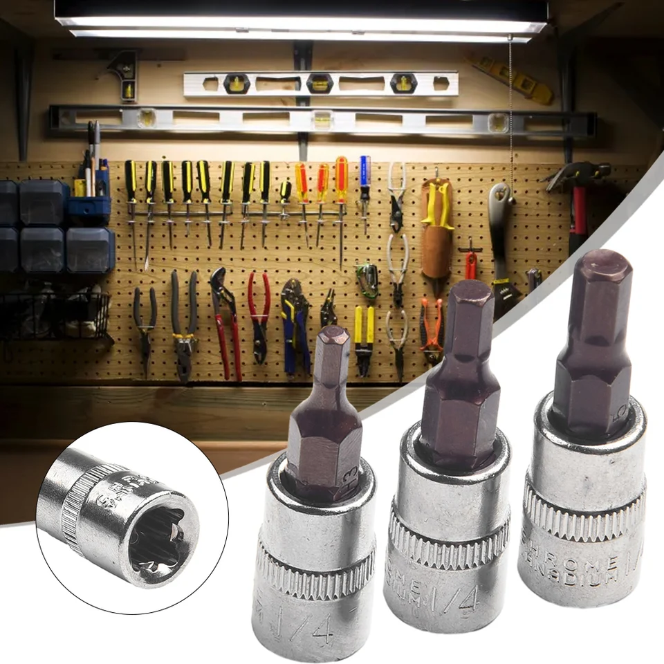 3pcs 1/4 palca hex Bit Bit Socket Set Square Socket Ratchet Ratchet Socket Adaptér skrutkovacím skrutkovacím skrutkovačom ručné náradie H3 H4 H5/H6 H7 H8