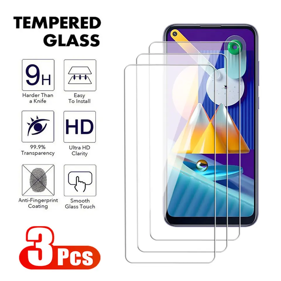 3pcs 9d plné sklo pre sklo pre Samsung Galaxy A11 A12 A13 A14 A15 M11 M12 M13 M14 4G 5G 5G Protector Screen Film Transparentný film