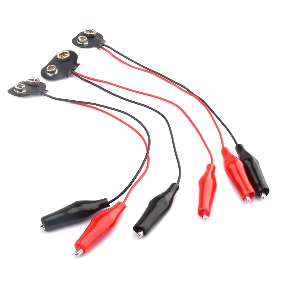 3pcs 9V batérie napájací konektor klipový adaptér T-Type 9 V kábel s dvojitým drôtom 9Volt 18cm zástrčka olovna