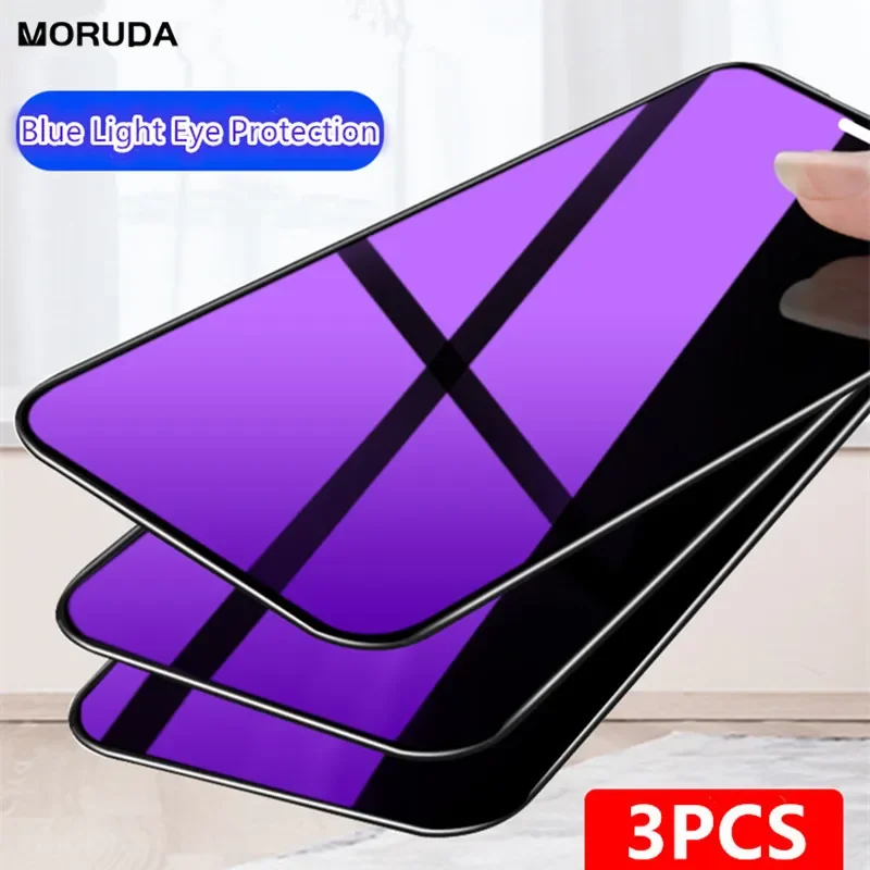 3pcs Anti Blue-Ray Temperované sklo pre iPhone 15 14 13 12 11 16 Pro Max Mini x XS Max xr 6 7 8 Plus plné krytie skla skla obrazovky