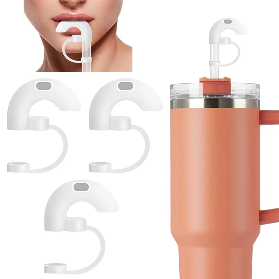 3pcs anti-vrátenia slama slama pre stanley pohárik opakovane použiteľné silikónové slamené zátka s krytom bokom dizajn 10 mm slama