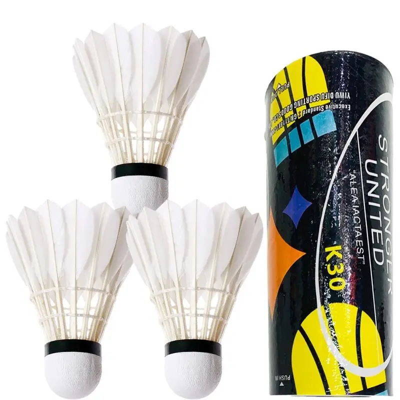 3pcs biely výcvik lopta shuttlecock kačica perie shuttlecocks Professional Duck Feather Badminton Shuttlecocks vysokorýchlostné gule