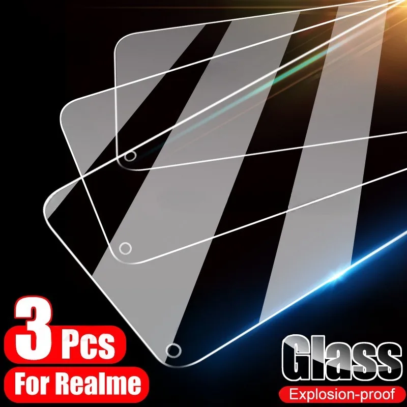 3pcs chránič obrazovky pre Realme 9 8 Pro 9i 8i 8S Speed ​​Ochranné sklo pre Realme 7 6 5 Pro 7i 6i 6s 5i chrániče obrazovky