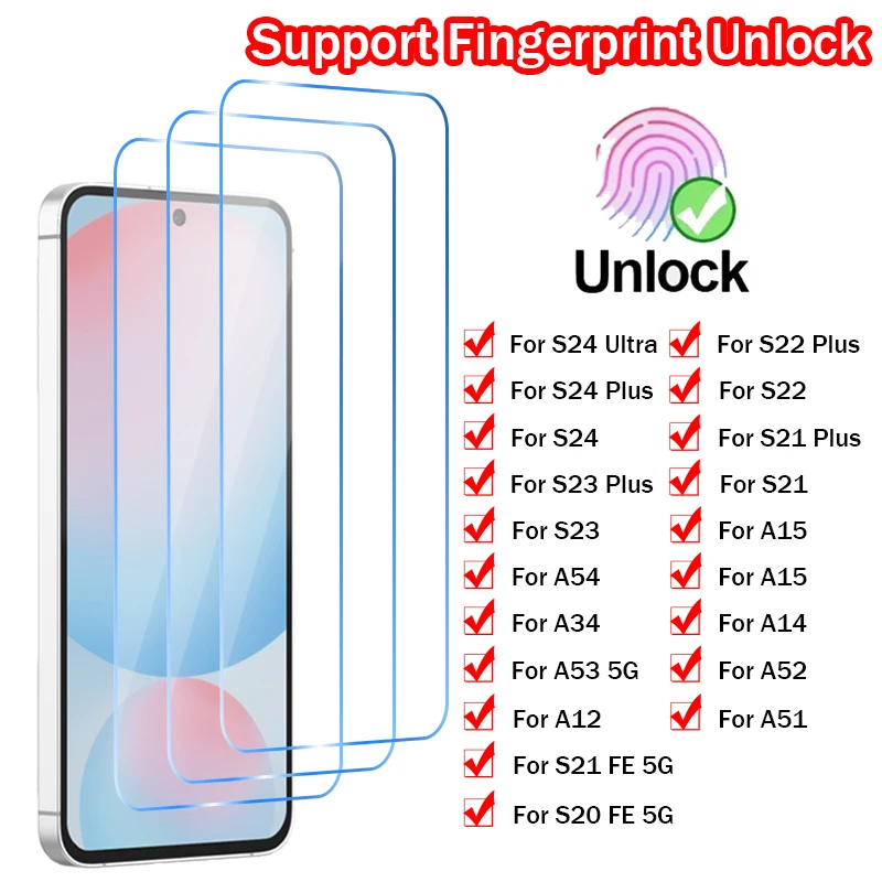 3pcs chránič obrazovky pre Samsung A14 A53 A52 A51 5G A12 Temperované sklo pre Samsung S24 Ultra S23 S22 S21 plus S21 S20 Fe 5G 5G