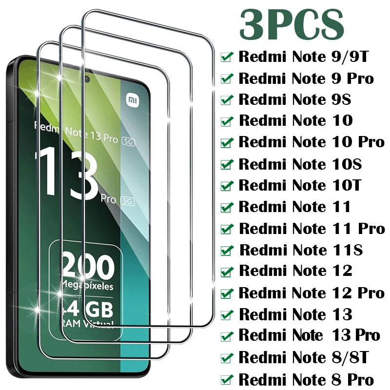 3pcs chránič obrazovky pre Xiaomi Redmi Poznámka 13 12 11 10 7 9 8 Pro 10s 11s 9s 8t sklo pre Redmi Note 12 13 Pro 5g temperované sklo