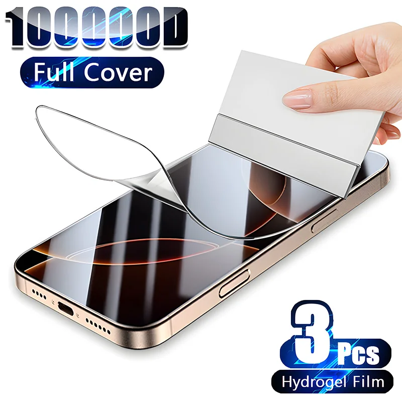 3pcs Hydrogel Front Film pre iPhone 16 13 15 14 12 11 Pro Max Plus Mini XR XS SE Full Cover HD Clear Screlec Protect Not-Glass