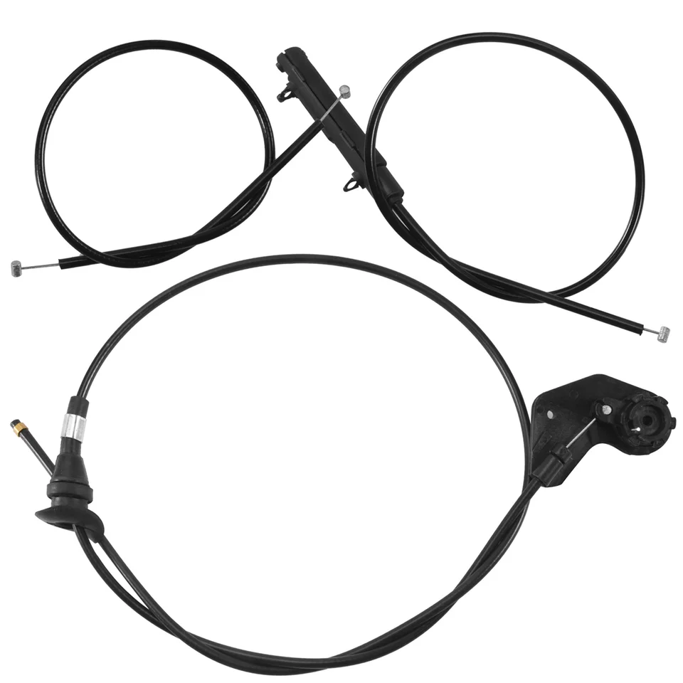 3PCS Motor Bowden Cable Hood Release Wire For-BMW E39 525I 530I 51238176595 51238190754 51238176596