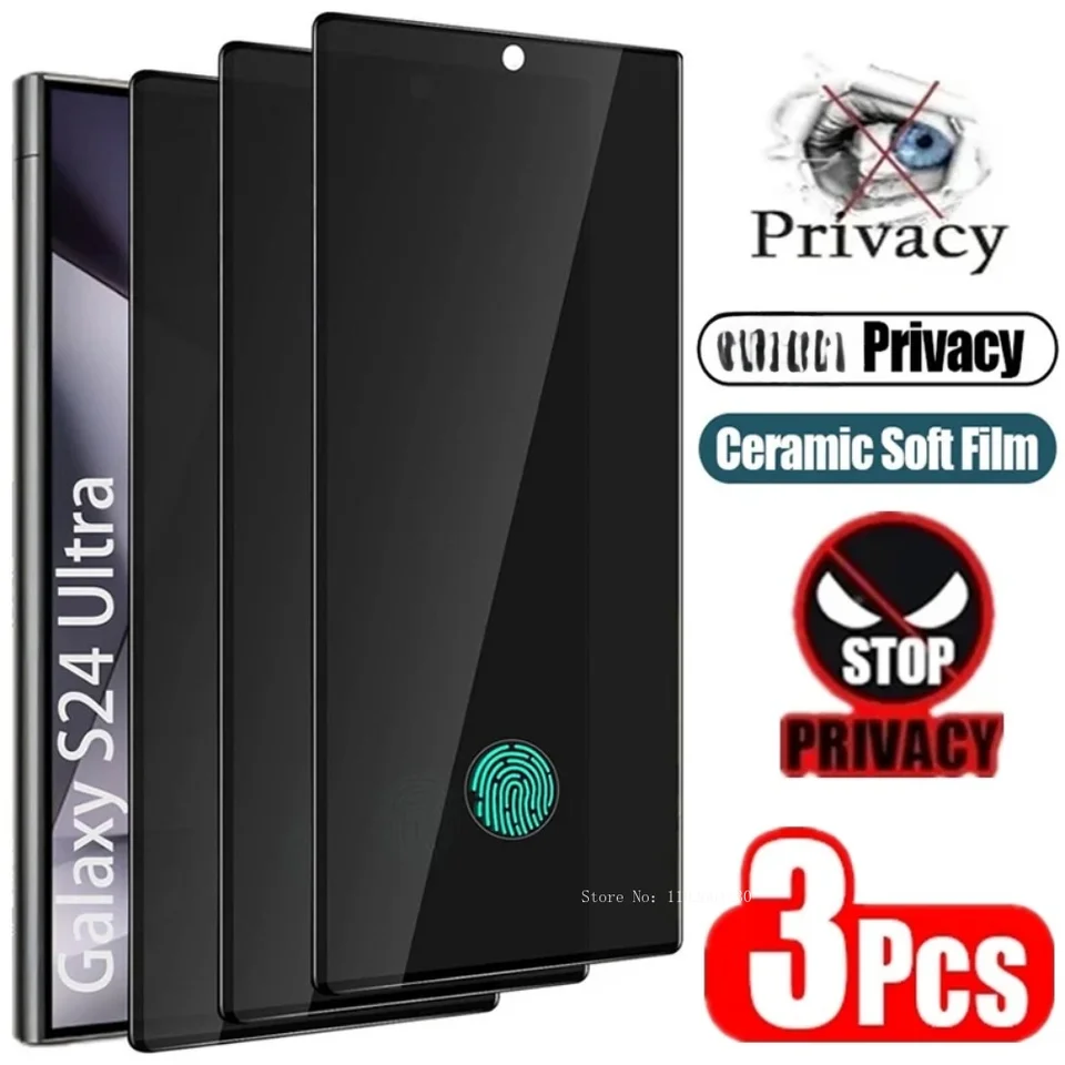 3pcs Ochrana na obrazovku s keramickým súkromím pre Samsung Galaxy S21 S20 S22 S23 S24 Ultra Note 20 10 S8 S9 S10 plus anti -špionážny film
