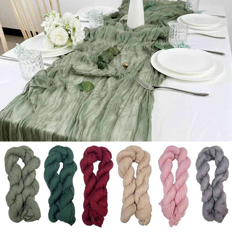 3pcs semi-sher gázový stolík bežec šalvia kostrový stravovací stôl Svadobný stôl Dekorácia Bankety oblúky retro boho dekora