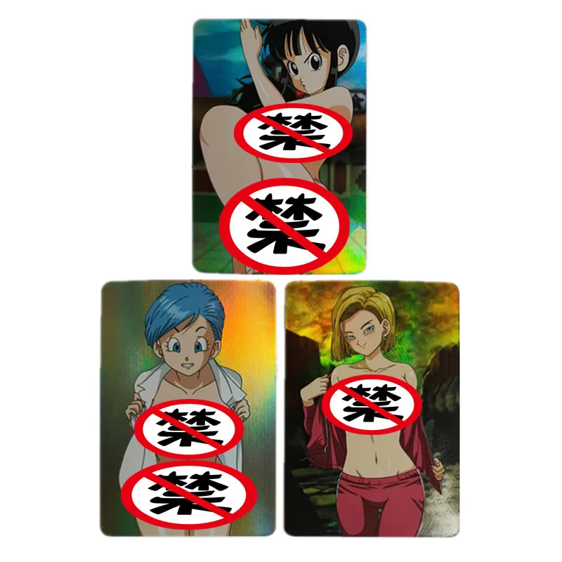 3pcs/set anime Dragon Ball Heroine Android č. 18 Kiki Bulma ACG Sexy nahá karta klasická hračka Game Comic Collection Card Card