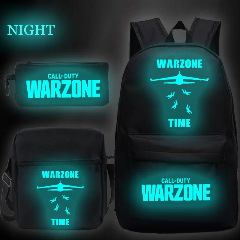 3pcs set call of duty warzone svetelný batoh kauzálne tašky na rameno tašky s ceruzkou pre laptop školské tašky pre dospievajúcich chlapcov