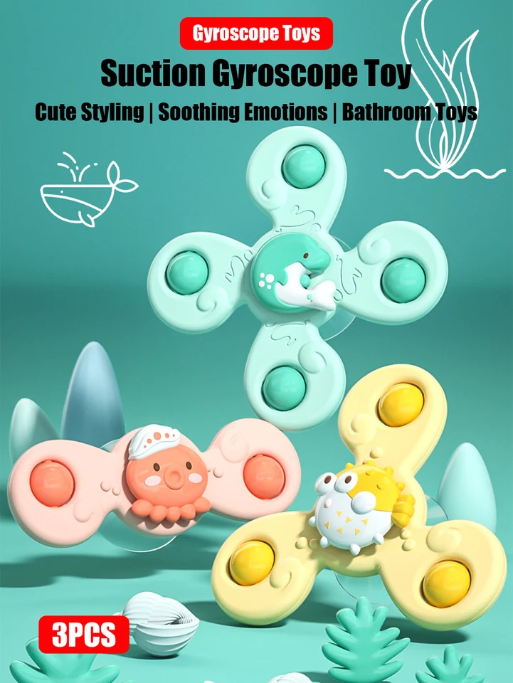 3pcs/set detské kúpeľne hračky vtipné kúpanie prísavný spinner sact cup karikatúry štrkáče fidget vzdelávacie hračky pre deti chlapcov darček