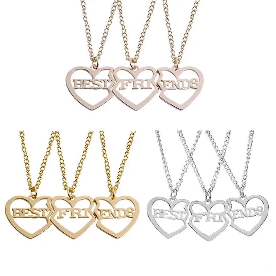 3pcs/set Vynikajúci najlepší priatelia prívesok Náhrdelník pre človeka nastaviteľné duševné srdce Zinok