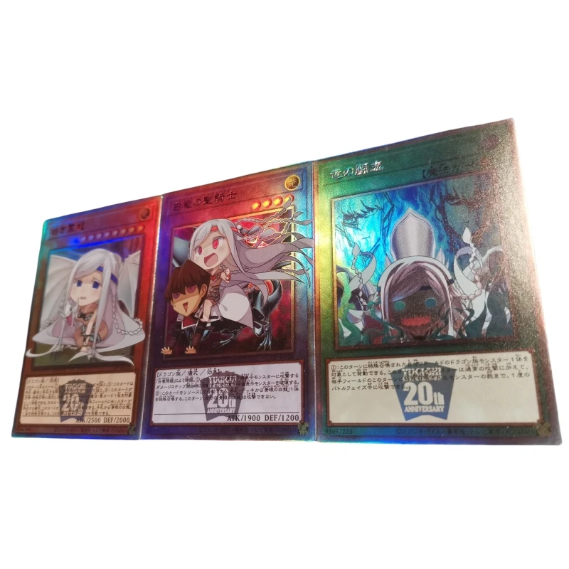 3pcs/set yu gi oh modro-oči biele draka dievča samostatne vyrobené refrakcie Flash Card Anime Classics Game Conlection Cards Toy Gift