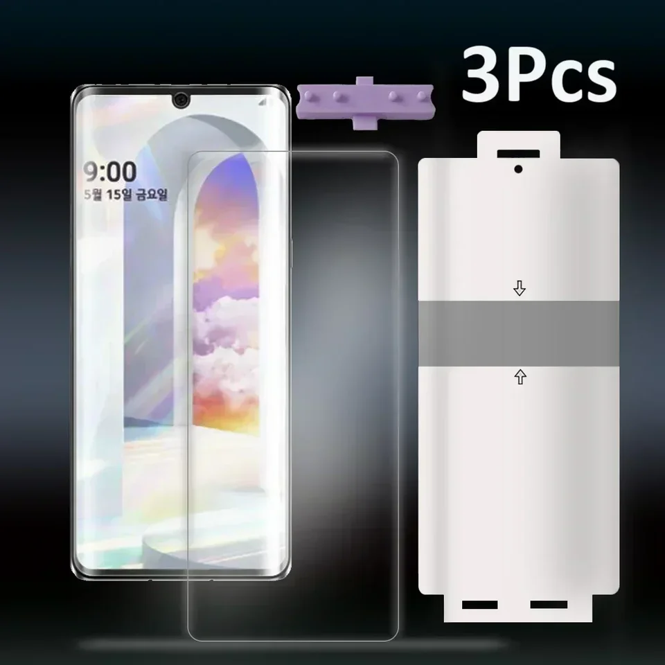 3pcs TPU Hydrogel Film HD HD Protector Puzder priateľský pre LG V50 V60 Thinkq Velvet G8 G9 Full Cover Protective Film + Tools