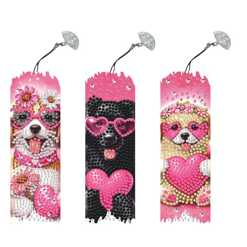 3pcs špeciálny tvar valentín Day DIY záložky Diamantové maľovacie súpravy Diamond Painting Bookmark Making Kit pre dospelých začiatočníkov