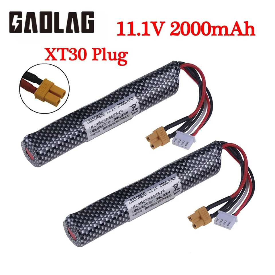 3S 11.1V 2000MAH 18350 Li-Ion Battery XT30 Kompatibilná s Airsoft Guns Guns Water Blaster Blaster Nabíjateľné batérie