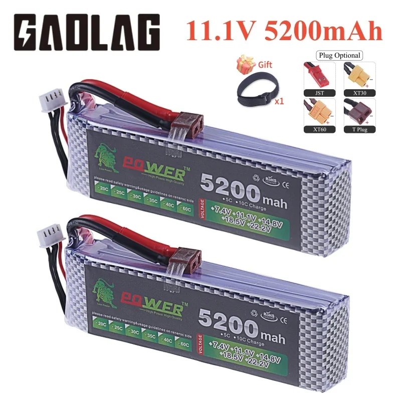 3S LiPo batéria 11,1V 5200MAH 60C pre RC CAR QUADCOPTER DRONE ALICKLELIPTER HELICOPTER s batériou XT60 DEANS T XT30 JST 11.1V