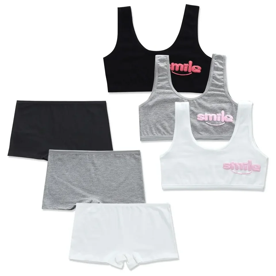 3sety/výcvik Lot Training Bras set Girls Teenage Underwear Set Dievčatá podprsenka pre dospievajúcich detí spodná bielizeň 8-14 rokov