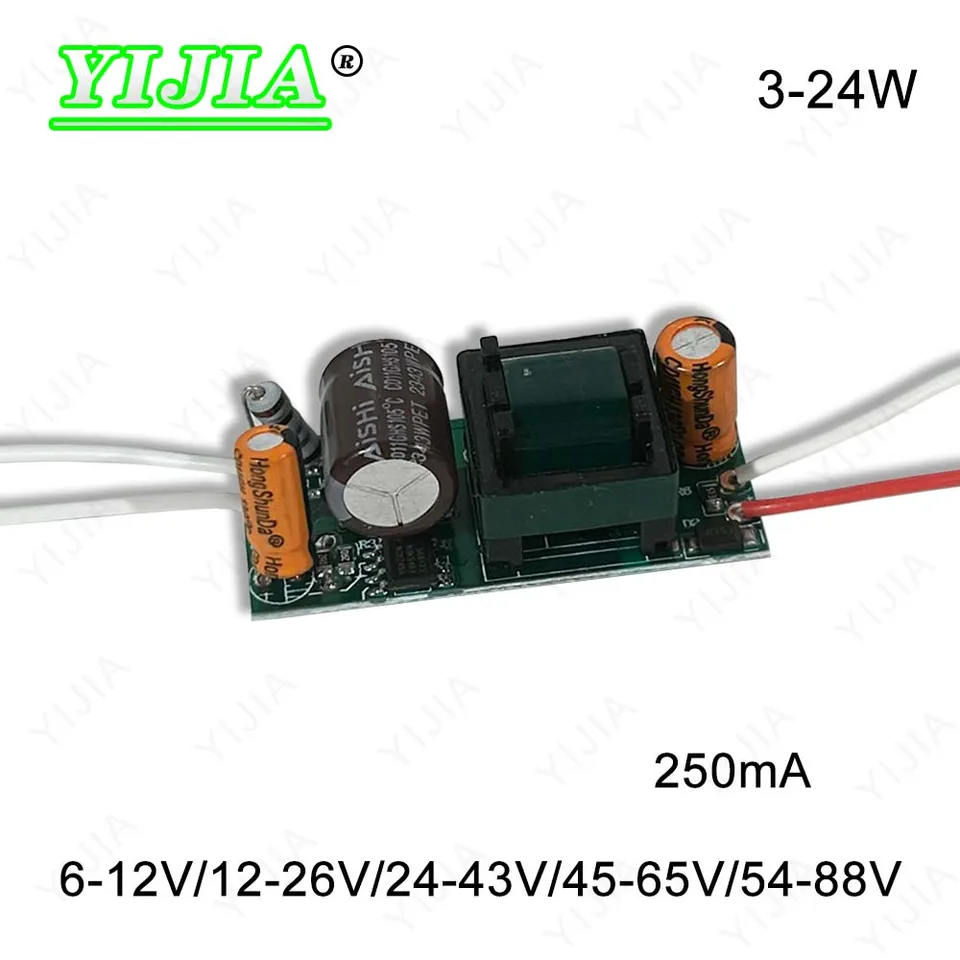3W 4-7W 8-12W 13-18W 18-24W LED ovládač AC85-265V napájacie napájacie adaptér 250ma osvetľovacie transformátory pre DIY LED svetlá