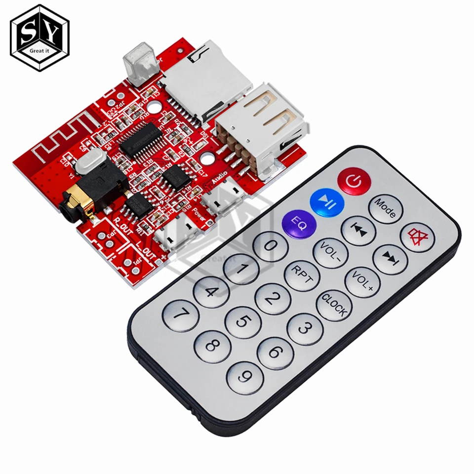 3W CAR Bluetooth 4.1 MP3 WAV Dekódovanie Dekódovacia doska reproduktora Zosilňovač Audio prijímač podporuje USB/TF/U-DISK/IR diaľkové ovládanie červené