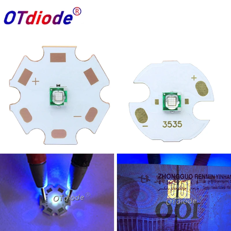 3W UV Purpurové LED guľôčky 365nm 370nm Vysoko výkonné diódy Kórea LG3535 Svetlý čip na vytvrdzovanie identifikácie meny sušiča nechtov DIY