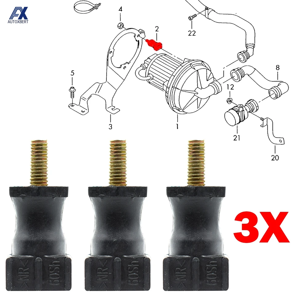 3x pre Audi A3 8L 8p A4 B5 B6 B7 A6 C5 C6 A8 D3 Q7 4L TT 8N R8 Sekundárne vzduchové čerpadlo na zadržiavanie držiaka Bracket Stopper Držka