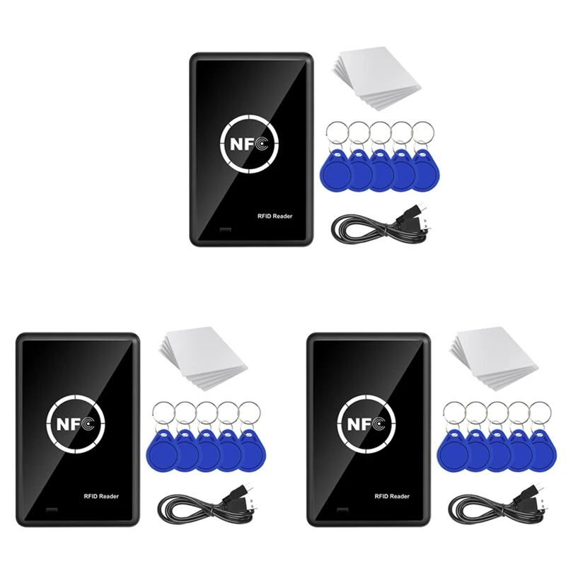 3x RFID NFC Copier Duplicator 13.56kHz Key FOB NFC Smart Card Reader Autor 13,56MHz šifrovaný programátor USB UID T5577