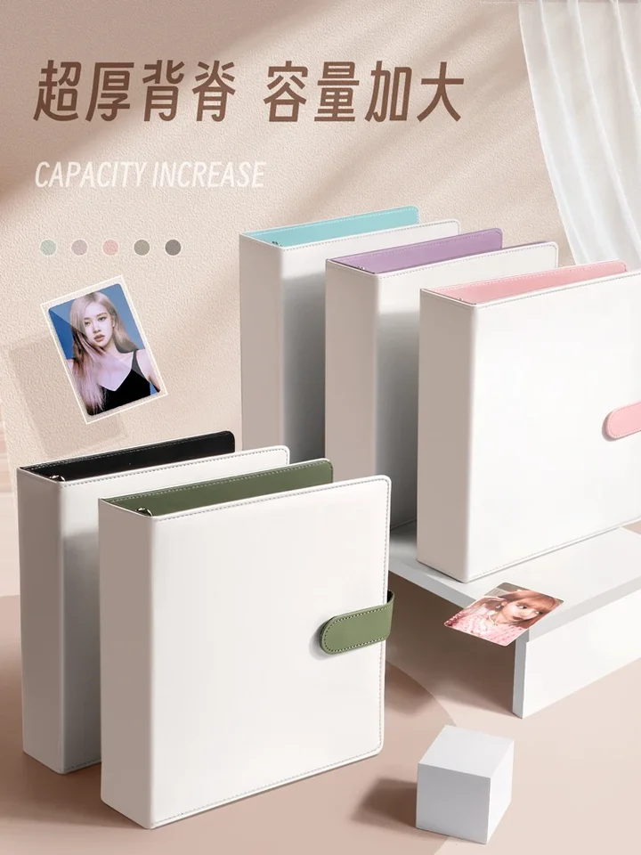 3x3 9Grid A4 Fotocard Binder Pu Leather D Ring 3inch Photo Držiteľ Veľký fotoalbum Kórejský idol Photo Zhromaždiť knihu 4ho
