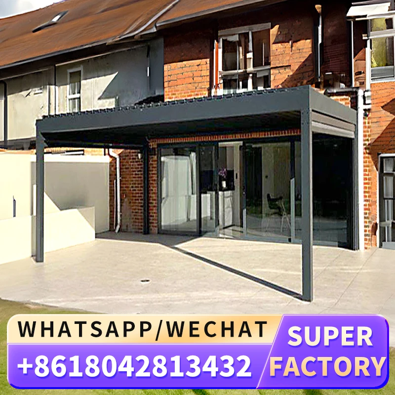 3x3m 3x4 Outdoor Motorizovaný otvárací hliníkový rámec Pavilon Garden Pergola kovový kov bioclimatica altánky na predaj