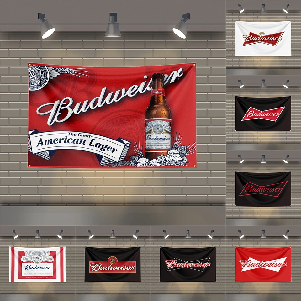 3x5 ft Budweisers Pivné vlajky Polyester Tlačené vlajky na likér pre dekoráciu garáže v miestnosti
