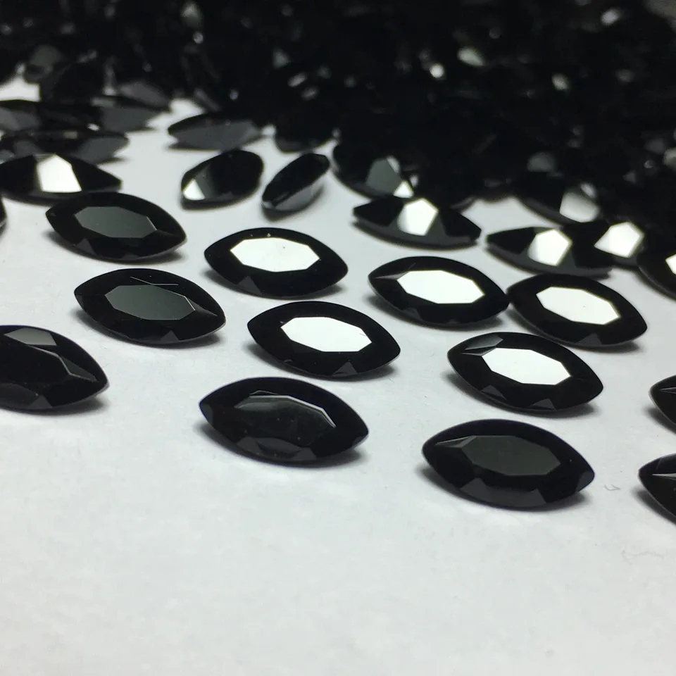 3x6mm ~ 4x8 mm čierny onyx achát marquise fazet cut Loose Gemstones Stock Shock Predaj