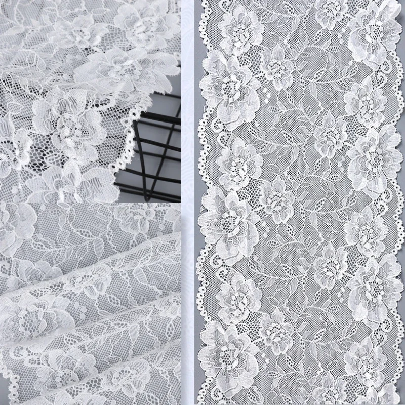 3yardy 20 cm šírka biela čierna elastická čipkovaná látka DIY remeslá šitie dekorácie príslušenstva pre odevy elastické čipkové lem