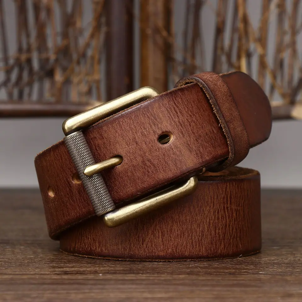 4,0 cm hrúbka Cowwide Copper Buckle Originálna koža Luxusná retro ležérne džínsy Zhruba opasok Men vysokokvalitný mužský remienok Cintos