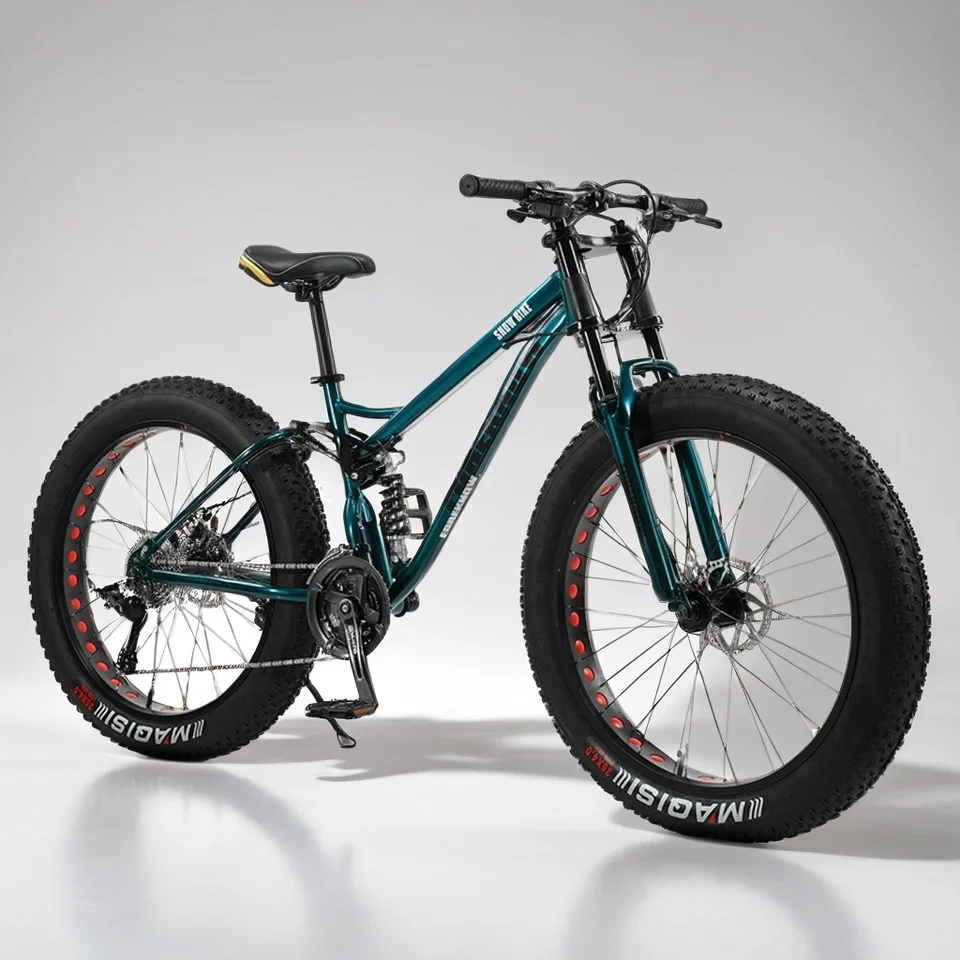 4,0 široké tučné pneumatiky Snow Mountain Bike 24/26 palca 21/24/27/30 Speed ​​Tri Blade Wheel Wheel Hanging Disk Brake Beach Off Road Bicycle