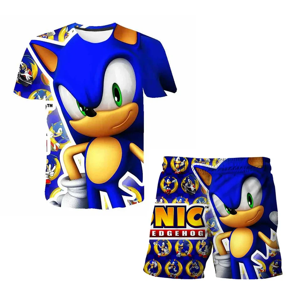 4-14t Detské oblečenie Sonic T tričko Summer Sonic 2 Suit Boys 3d Print Sonic Children s krátkym rukávom Tričká vzorov