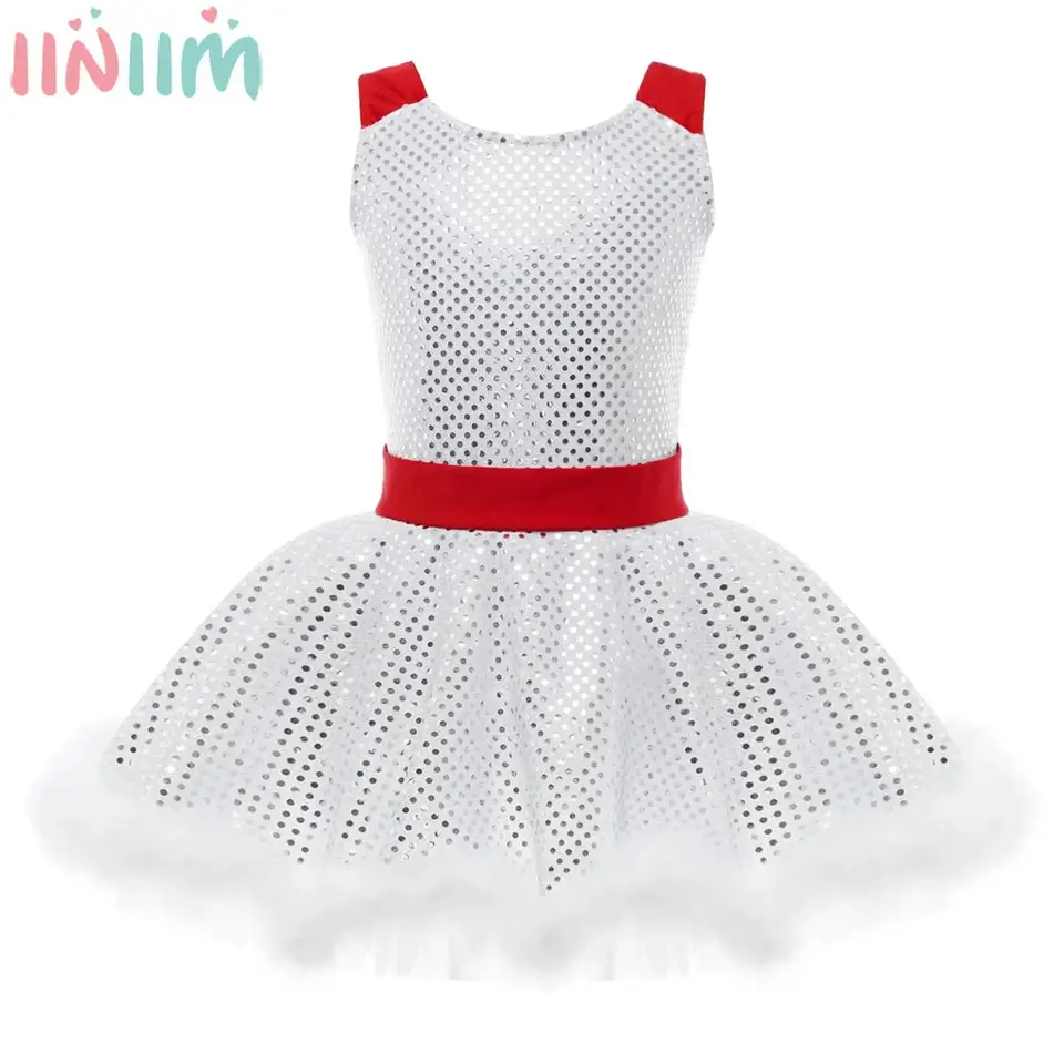 4-16y Kids Girls Vianočné večierky Balet Tutu Latin Dance Korčuľovanie Gymnastika Kostým lesklý flot