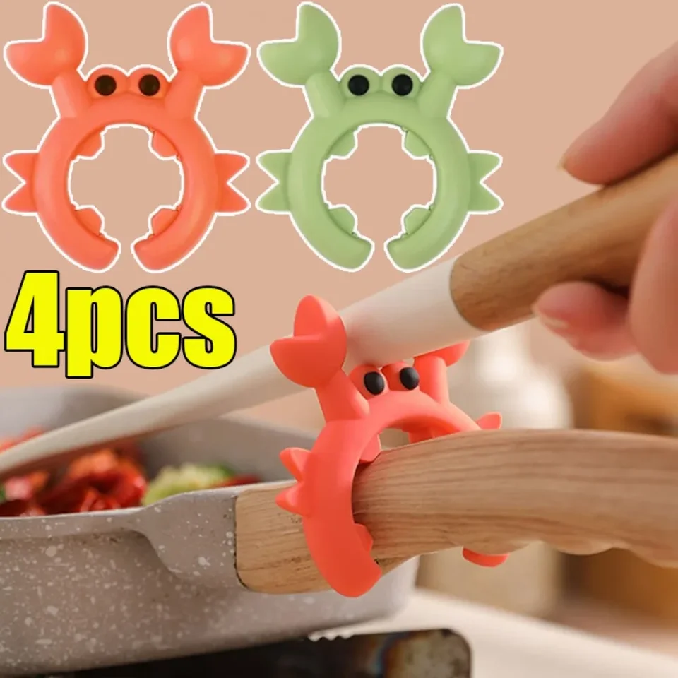 4/1ks Silikónový špachtľový stojan Small Crab Anti Scave Overflow Pot Clip Spoon Držiteľ klip Universal Lapet Rack Kitchen Gadget