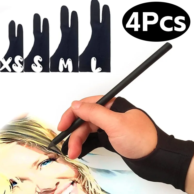 4-1pcdrawing Glove Anti-Touch Dvojprsné rukavice pre iPad grafiku kreslenie tabletova doska doska pravej ľavej ruky antifulingové rukavice