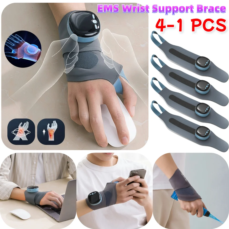 4-1pcs EMS zápästie Strážca zápästie Kompresia Compression 5 režimov 9 úrovní Ochranné obväzovanie zápästia Nastaviteľný masážny masážny zábal pre šľach