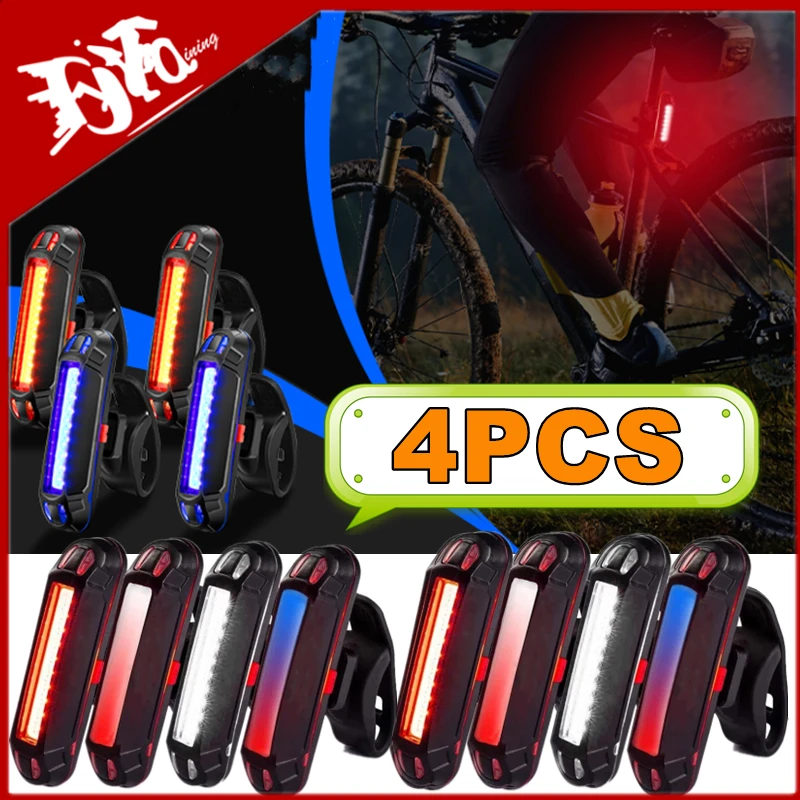 4/2/1PC bicykel zadný svetlo vodotesný USB Nabíjateľný LED Výstražná lampa Bicykel blikajúcich doplnkov