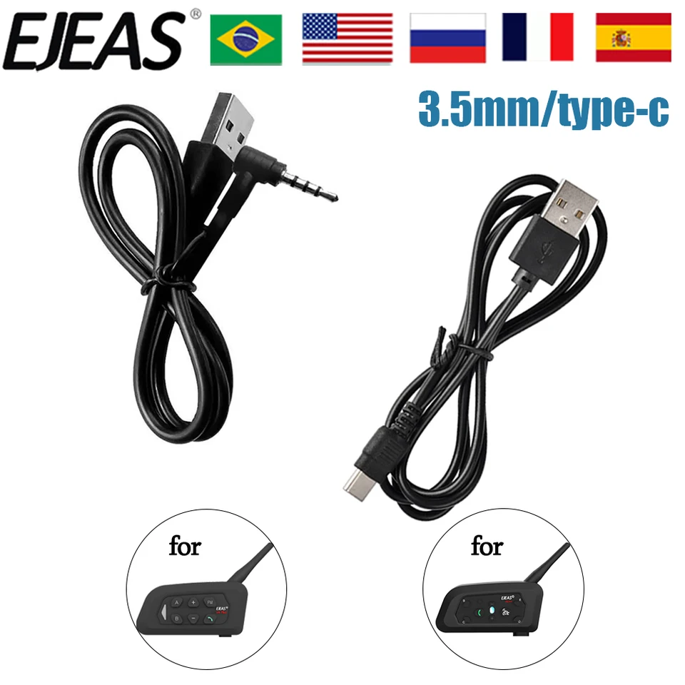 4/2/1PCS EJEAS V6 Pro Helme Intercom USB nabíjací kábel 3,5 mm/typ-C pre príslušenstvo náhlavnej súpravy Motocyklu Bluetooth v V6 V6 V6 V6 V6
