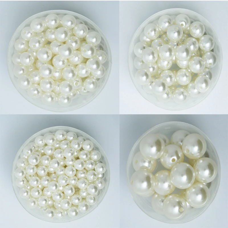 4-20 mm veľkosť Cabochon White IVOy Color Perla Imitácia ABS guľôčky Round Loose Loads pre šperky označujúce náramky pre domácich majstrov