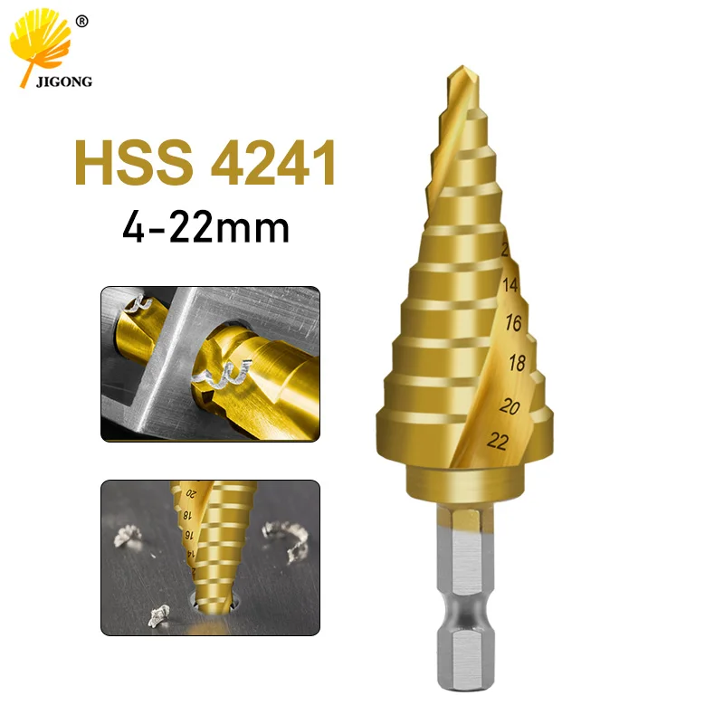 4-22 mm HSS Spirál Flutted Center Vrtá bit karbid Mini vŕtacie príslušenstvo Titánový krokový kužeľ vŕtačka Bit