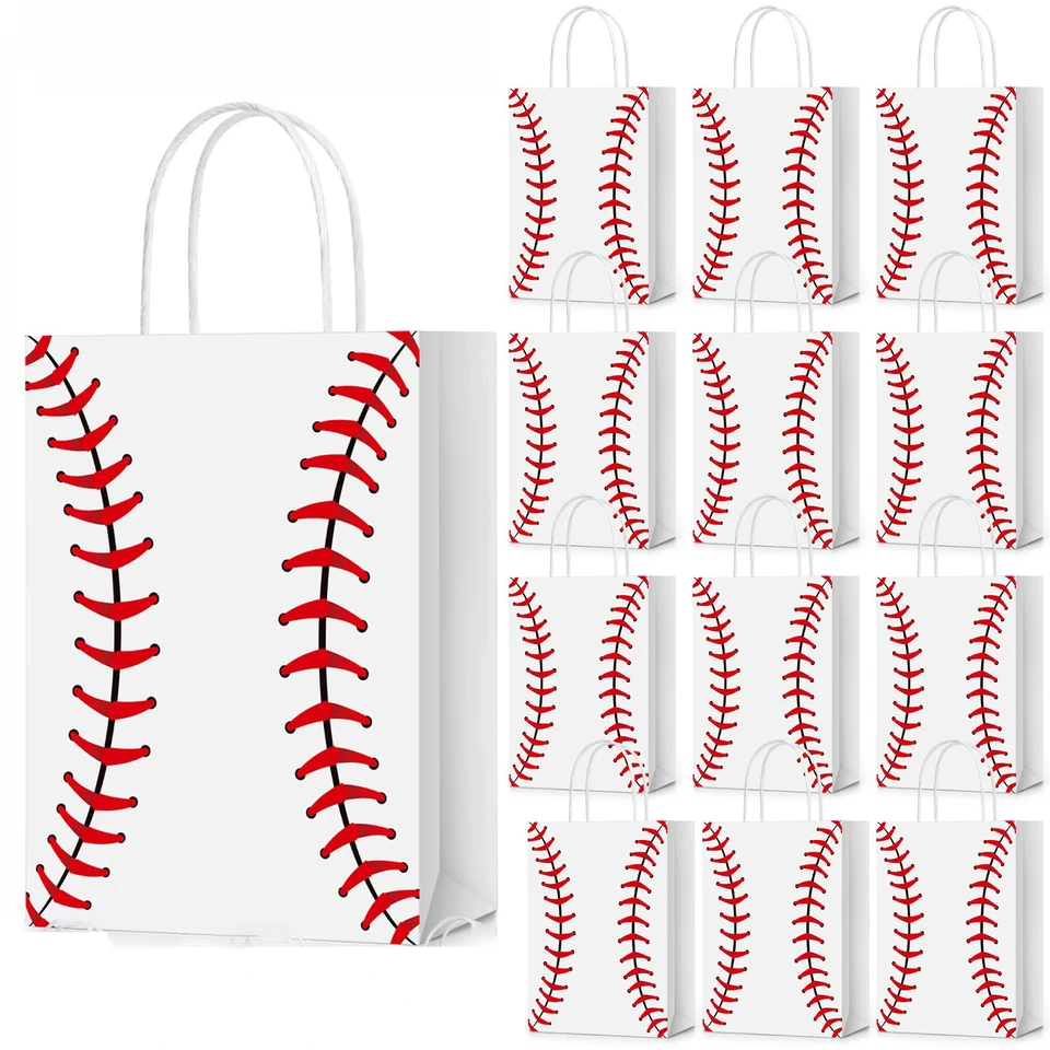 4/24ks baseball papierové darčeky s rukoväťou baseball vzor Candy Bag Kid Boy Sport Ball Game téma narodeninové oslavy dekorácie