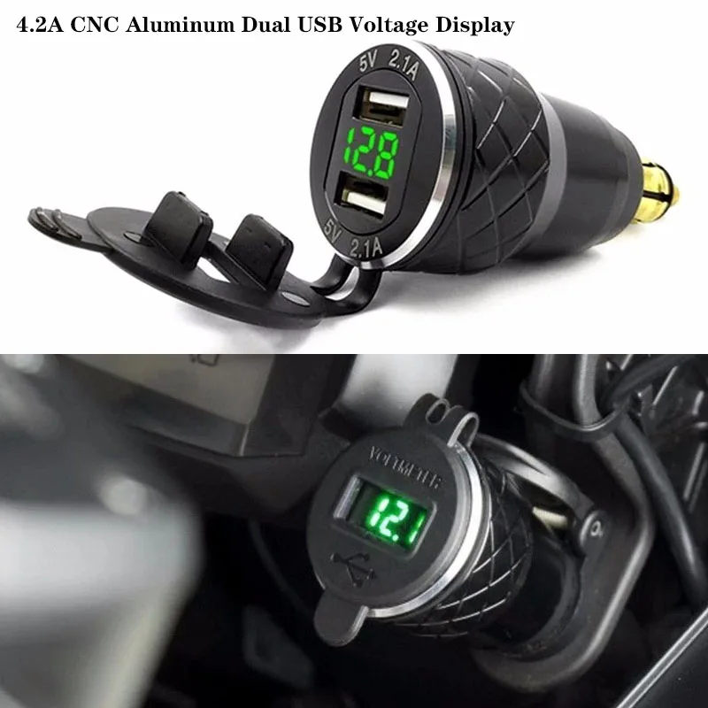 4,2A CNC Hliníkové duálne USB napätie Displej nabíjačky nabíjačky pre BMW F800