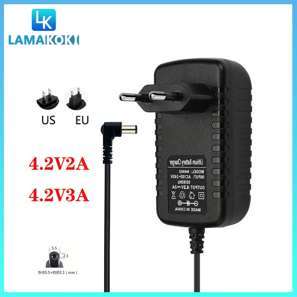 4,2V 2A 3A DC L-Type ORIFICE 3,5*1,35 mm nabíjačka pre skrutkovač vŕtačky na úrovni deko laserovej úrovne 18650 Lítiová batéria