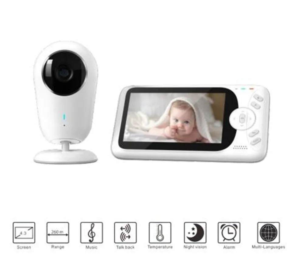 4,3 palca bezdrôtový interkomový teplotný displej detského monitora Night Vision Home Security CCTV Fotoaparát opatrovateľka